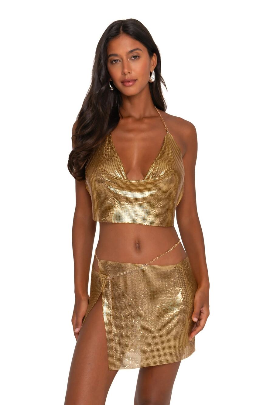 FAE Swim Halo Glomesh Skirt - Gold